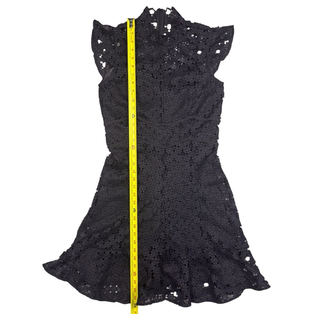 Bardot Black Lace Dress US 4 XS High Neck Cap Sleeve Fit Flare NWT - Picture 10 of 11